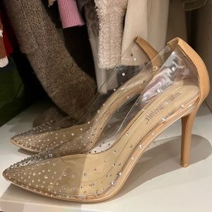 Cushionaire clear rhinestone heels size 9